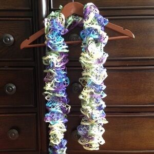 Handmade lace knit scarf in watercolor